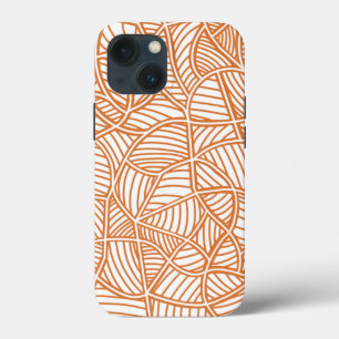 Funda Para iPhone 13 Mini Random Leaf Mosaic Dark Naranja