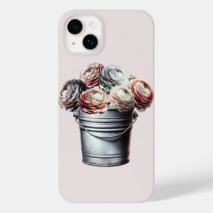 Funda Para iPhone 14 Plus De Case-Mate Ranunculus en Cubo de Hojalata Glam Rústico Rosa