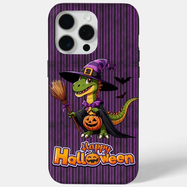 Funda De Case-Mate Para iPhone Raptor de Halloween lindo/bruja de dinosaurio (Reverso )