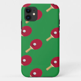 Funda Para iPhone 11 Raqueta de tenis de mesa y bola en verde