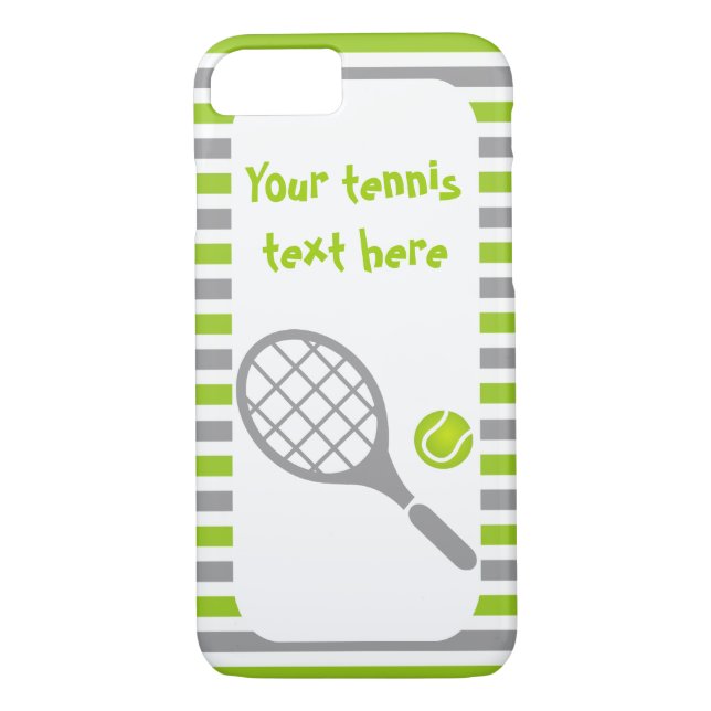Funda De Case-Mate Para iPhone Raqueta de tenis y rayas verdes de bola (Reverso)