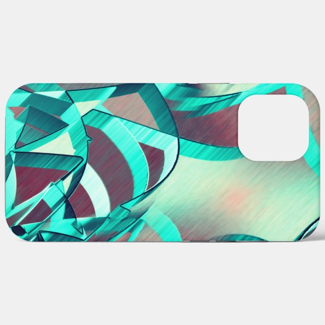 Funda De Case-Mate Para iPhone Rasas azules o cian sobre naranja rojizo rústico (Reverso (Horizontal))