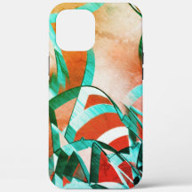 Rasas azules o cian sobre naranja rojizo rústico