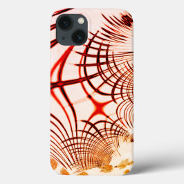 Funda Para iPhone 13 Rasgos curvos de color marrón rojo cruzado, efecto