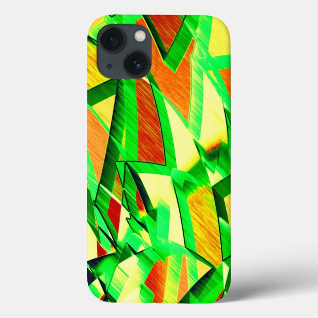 Funda De Case-Mate Para iPhone Rasgos verdes sobre la imagen roja con llovizna (Reverso)