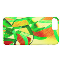 Rasgos verdes sobre la imagen roja con llovizna