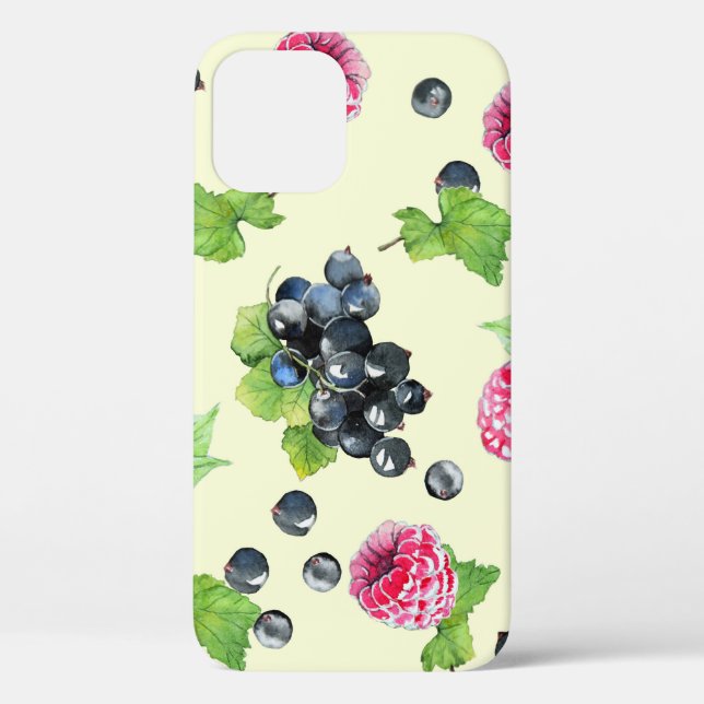 Funda De Case-Mate Para iPhone Raspberry, acuarela actual (Reverso )