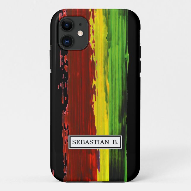 Funda De Case-Mate Para iPhone Rastafari Paint Stripe Nombre personalizado (Reverso)
