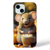 Ratón Adorable con latte en Funda para iPhone 15 o