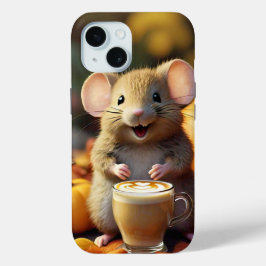 Ratón Adorable con latte en Funda para iPhone 15 o