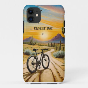Funda Para iPhone 11 Ratón del Desierto en Bicicleta de Montaña Puesta
