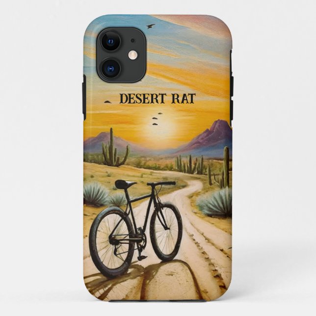 Funda De Case-Mate Para iPhone Ratón del Desierto en Bicicleta de Montaña Puesta  (Reverso)