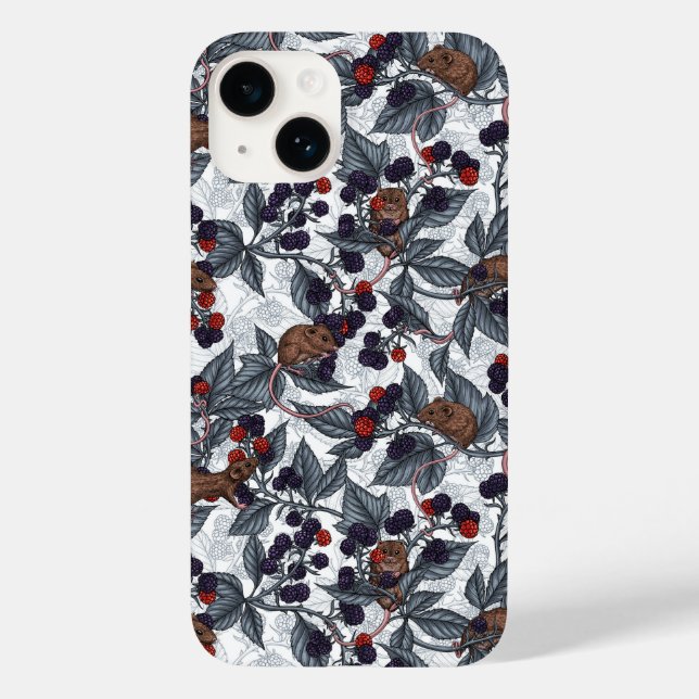 Funda De Case-Mate Para iPhone Ratones y moras blancas (Reverso )