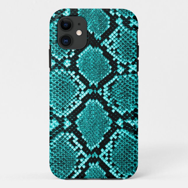 Funda De Case-Mate Para iPhone Rattlesnake Snake Piel Cuero Faux azul (Reverso)
