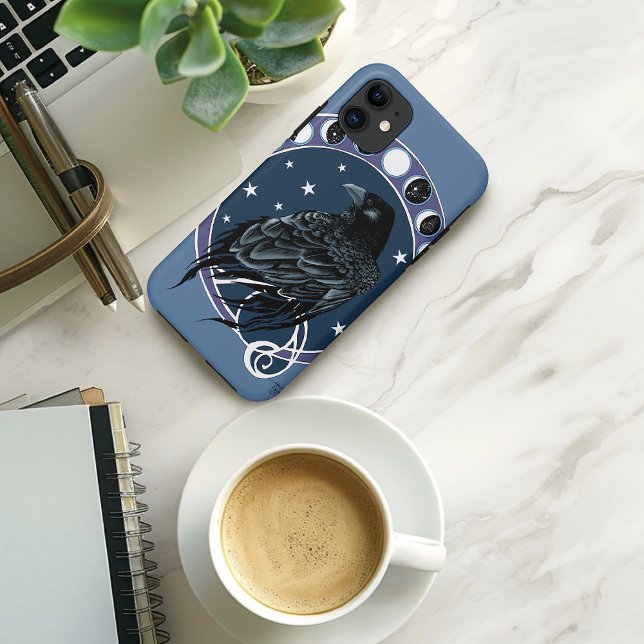 Funda De Case-Mate Para iPhone Raven Moon Phases Stars Blue (Subido por el creador)