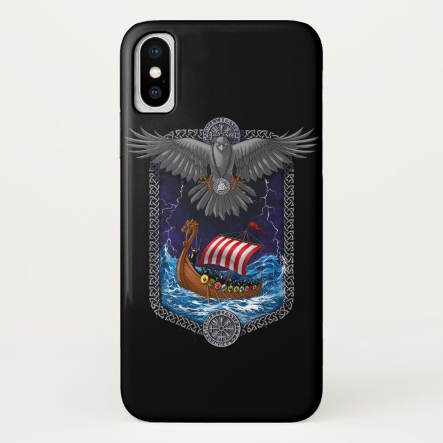 Funda De Case-Mate Para iPhone Raven nórdico de buques de turismo (Reverso)