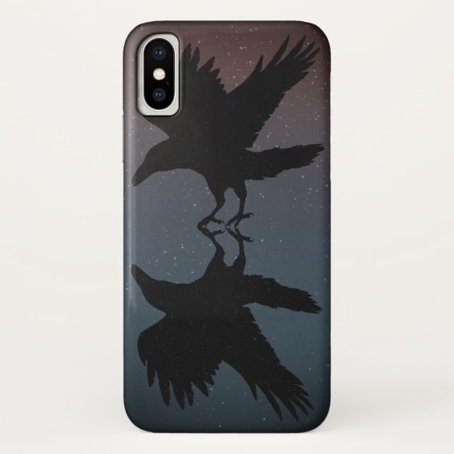Funda De Case-Mate Para iPhone Ravens Birds Night Starry Sky Grunge (Reverso)