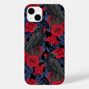Funda Para iPhone 14 Plus De Case-Mate Ravens y rosas con hojas azul oscuro