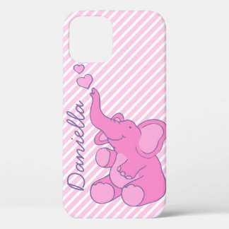Funda Para iPhone 12 Pro Raya gráfica linda del caramelo del elefante