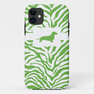 Funda Para iPhone 11 Raya verde w/Dachshund de la cebra