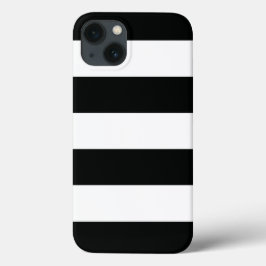 Funda Para iPhone 13 Rayado (negro y blanco | Personalizable horizontal