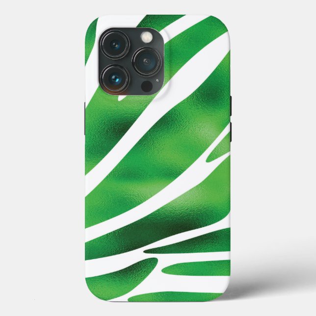 Funda De Case-Mate Para iPhone Rayas abstractas verdes y blancas (Reverso )