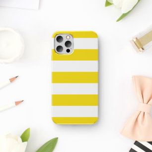 Funda Para iPhone 11 Rayas amarillas, franjas blancas, patrón rayado