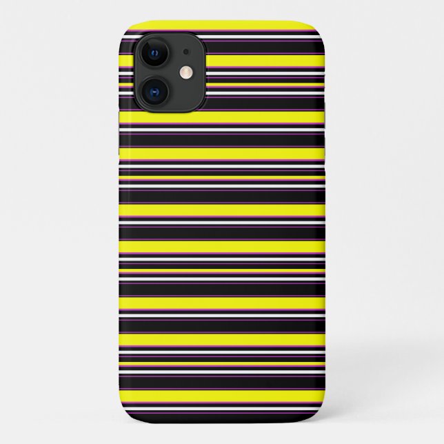 Funda De Case-Mate Para iPhone Rayas amarillas negras lindas (Reverso)