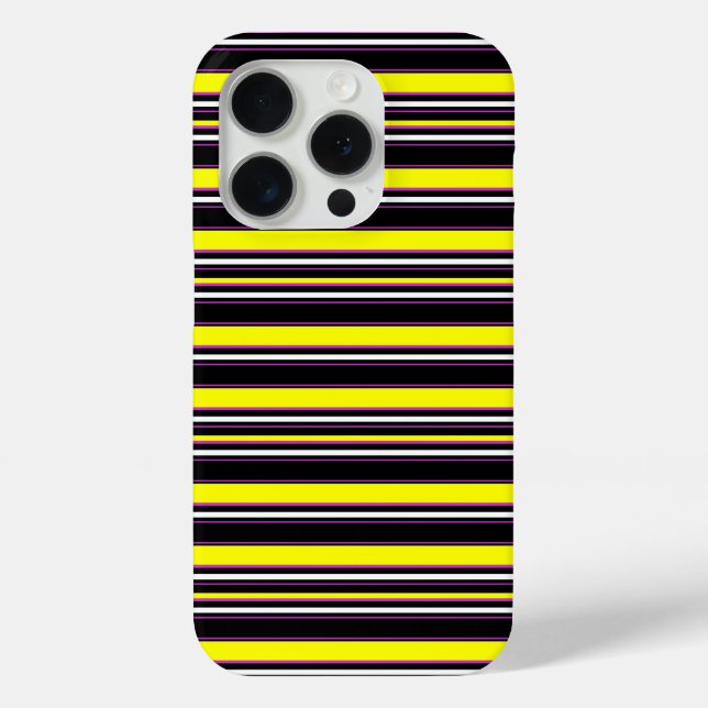 Funda De Case-Mate Para iPhone Rayas amarillas negras lindas (Reverso )