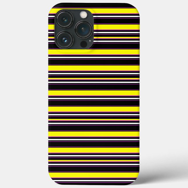 Funda De Case-Mate Para iPhone Rayas amarillas negras lindas (Reverso )