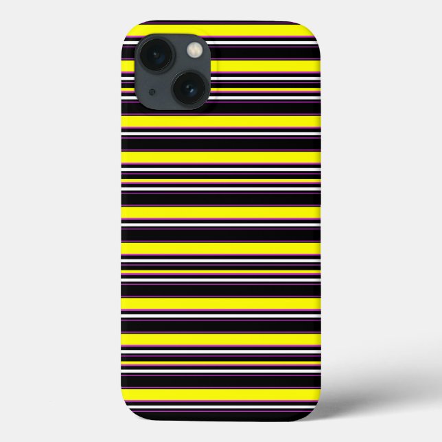 Funda De Case-Mate Para iPhone Rayas amarillas negras lindas (Reverso)