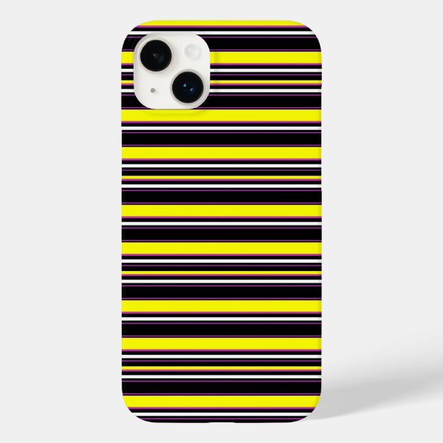 Funda De Case-Mate Para iPhone Rayas amarillas negras lindas (Reverso )