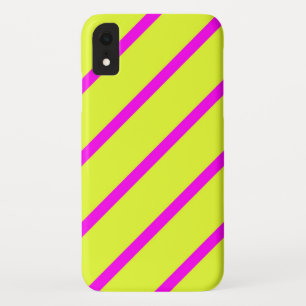Funda Para iPhone XR Rayas amarillas neón y rosadas vivas