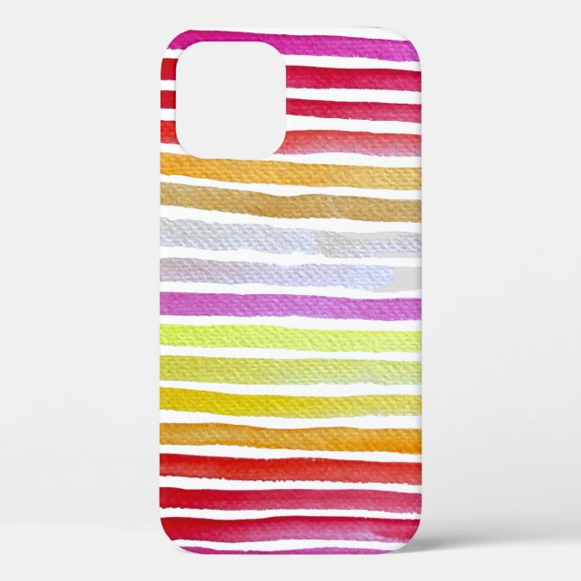 Funda De Case-Mate Para iPhone Rayas arcoiris linda acuarela (Reverso )