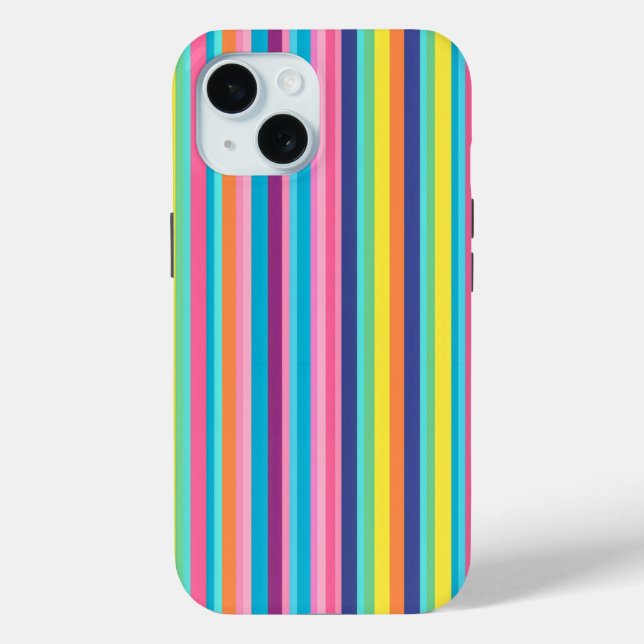 Funda De Case-Mate Para iPhone Rayas arcoiris pasteles (Reverso )