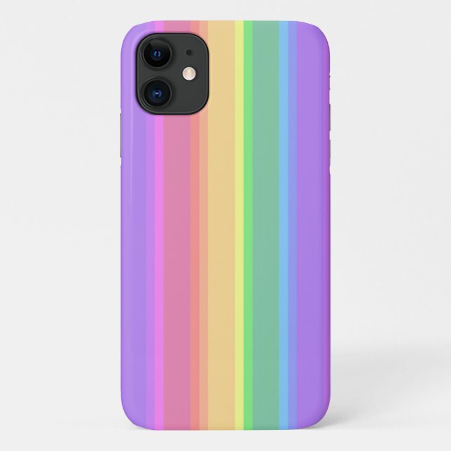 Funda De Case-Mate Para iPhone Rayas arcoiris pastorales (Reverso)