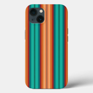 Funda Para iPhone 13 Rayas arcoiris turquesa roja, Naranja suroeste