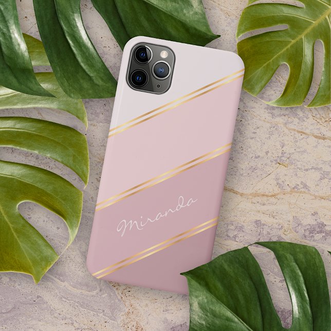 Funda De Case-Mate Para iPhone Rayas Artísticas Rosa Malva Pastel Personalizadas  (Subido por el creador)