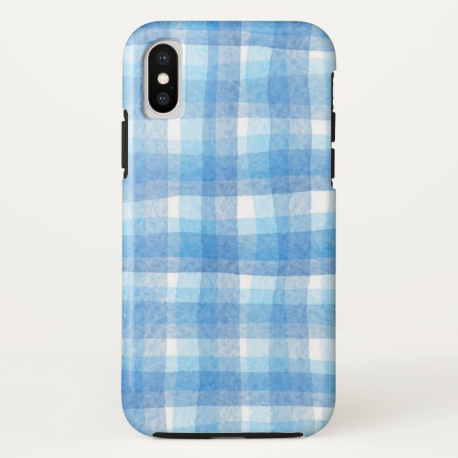 Funda De Case-Mate Para iPhone Rayas azul acuarela (Reverso)