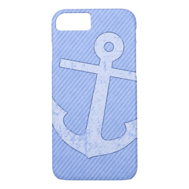Funda De Case-Mate Para iPhone Rayas azules del ancla (Reverso)