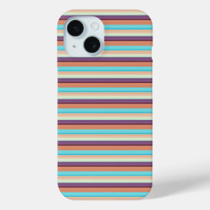 Funda Para iPhone 15 Rayas azules marrones lindas 