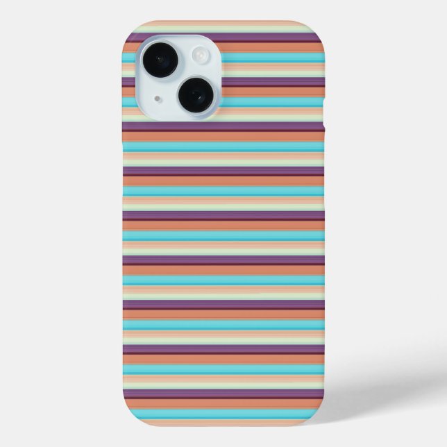 Funda De Case-Mate Para iPhone Rayas azules marrones lindas  (Reverso )