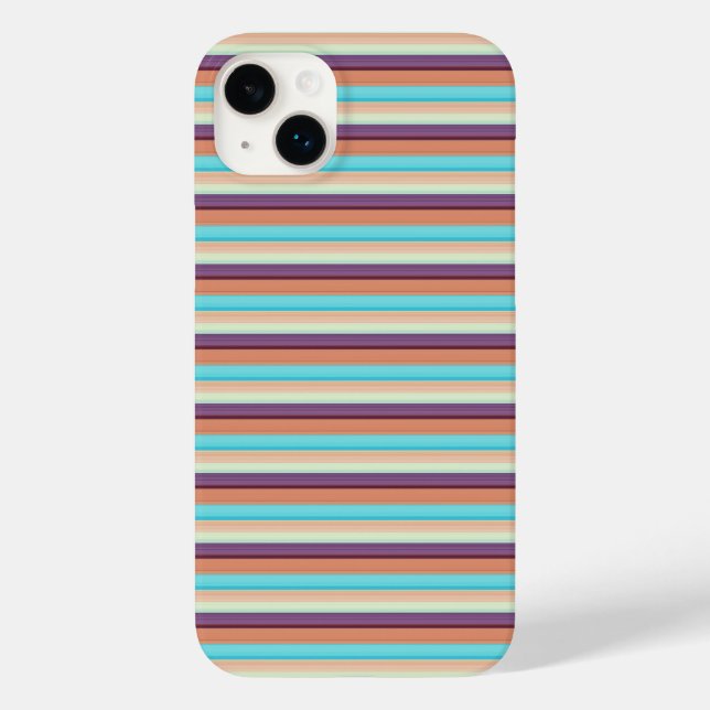 Funda De Case-Mate Para iPhone Rayas azules marrones lindas  (Reverso )