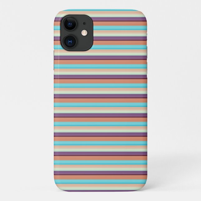 Funda De Case-Mate Para iPhone Rayas azules marrones lindas  (Reverso)