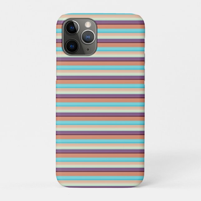 Funda De Case-Mate Para iPhone Rayas azules marrones lindas (Reverso)