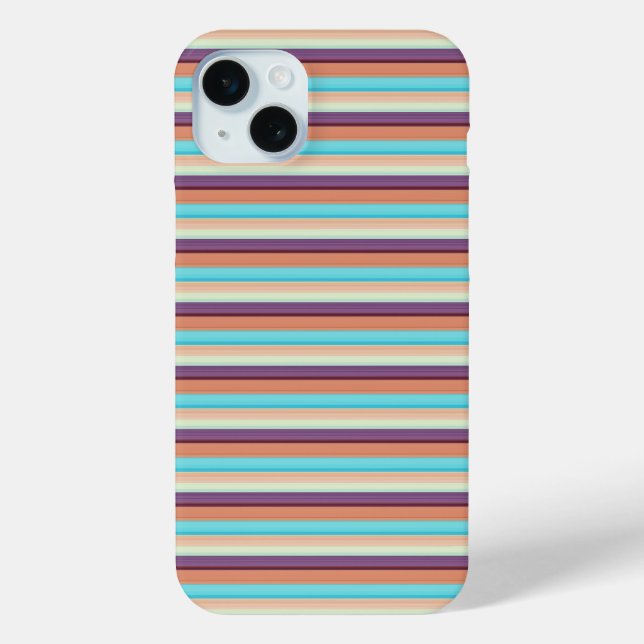 Funda De Case-Mate Para iPhone Rayas azules marrones lindas  (Reverso )