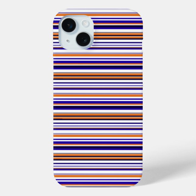Funda De Case-Mate Para iPhone Rayas azules naranjas lindas (Reverso )