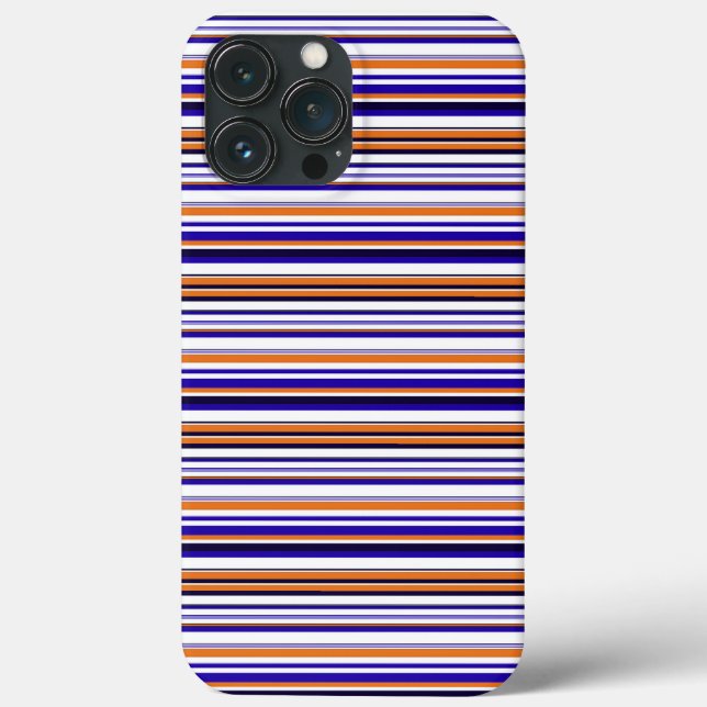 Funda De Case-Mate Para iPhone Rayas azules naranjas lindas (Reverso )