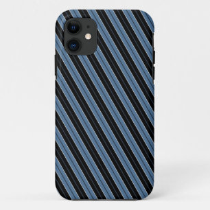 Funda Para iPhone 11 Rayas azules negras blancas diagonales en pinzas