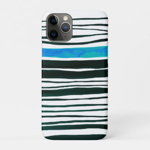 Funda Para iPhone 11 Pro Rayas azules negras, blancas y mediterráneas